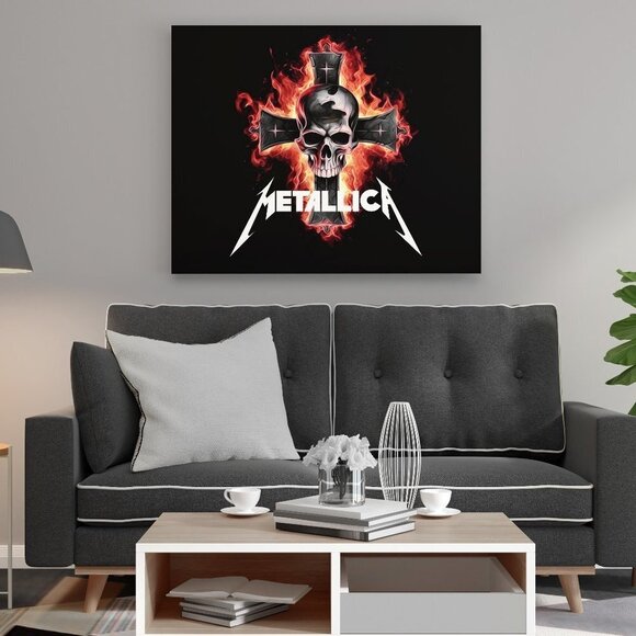 20x30 Metallica Heavy Metal Band Skull on‎ a Cross Oil Painting Art Poster - Picture 9 of 9